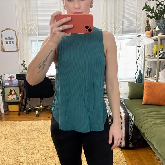 Forever 21 Tops - Turquoise Ribbed High Neck Ribbed Forever 21 Sleeveless Tank Top Sz Small